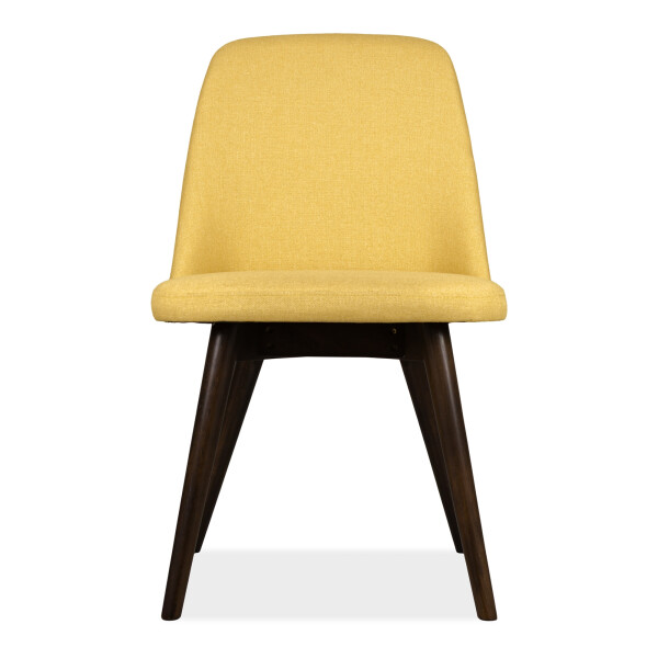 Hera Dining Chair Walnut with Yellow Cushion 