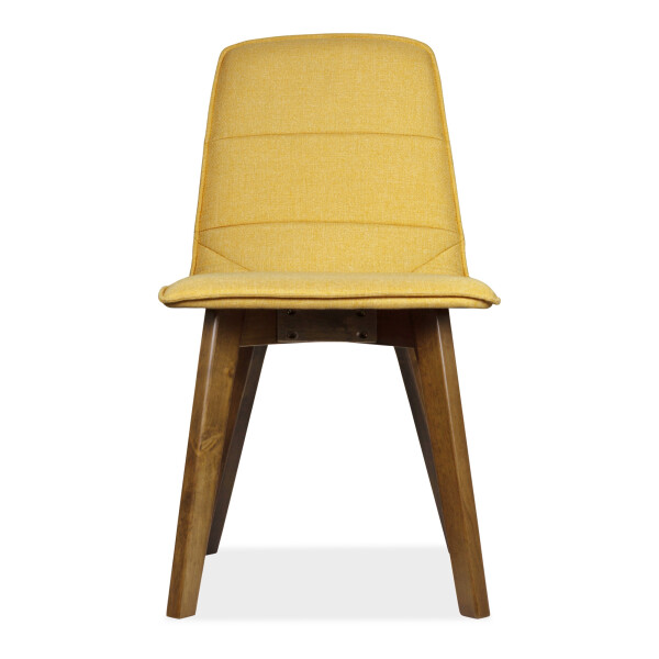 Mahala Dining Chair Walnut with Yellow Cushion 