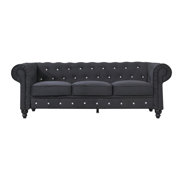 Allegra 3-Seater Chesterfield Sofa (Black)