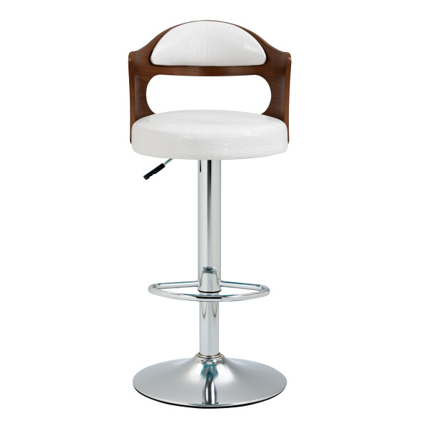 Detria Bar Chair (White/Walnut)