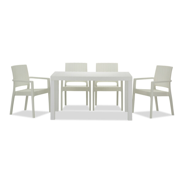 Landon Outdoor Dining Set in White (1+6)