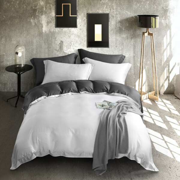 FyneLinen 100% Bamboo 950TC Reversible Bed Set (Ivory/Dark Grey)