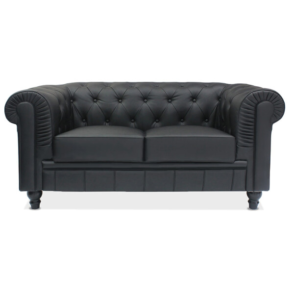 Benjamin Classical 2 Seater Half Leather Sofa (Black)