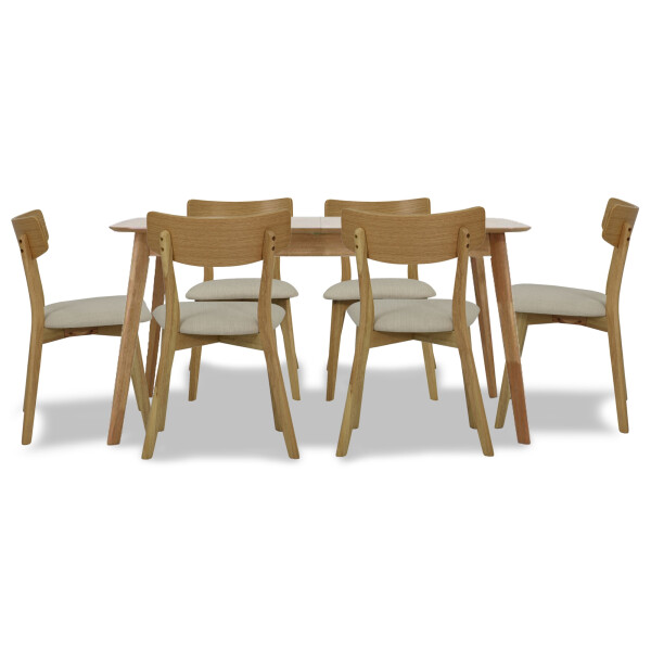 Kimberly Butterfly Extension Dining Set in Oak (1+6)
