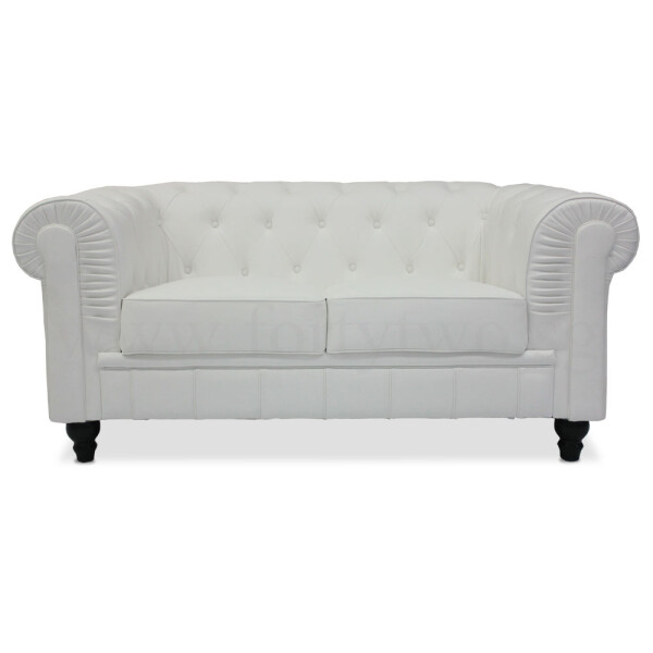 Benjamin Classical 2 Seater PU Leather Sofa (White)