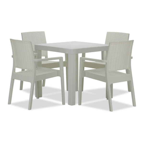 Landon Outdoor Dining Set in White (1+4)