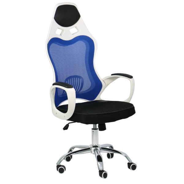 Lavoro High Executive Chair (White Frame + Blue Mesh)