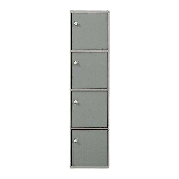 Acadia 4 Tier Bookshelf with Doors in Light Grey