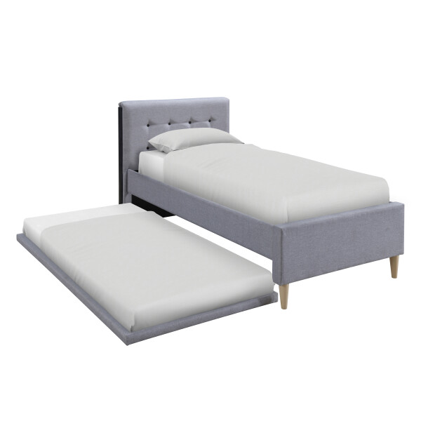 Armande Single Trundle Bed (Light Grey)