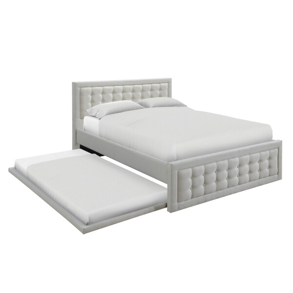 Gwenth Queen with Single Trundle Bed (Cream)