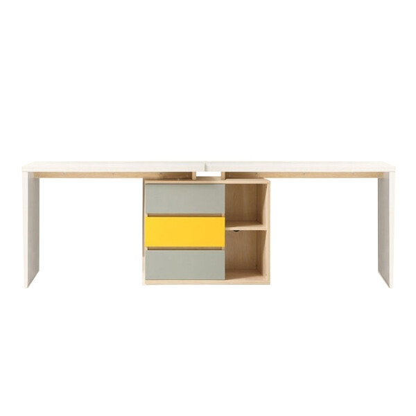 Aurlon Dual Study Desk (Grey/White/Yellow)