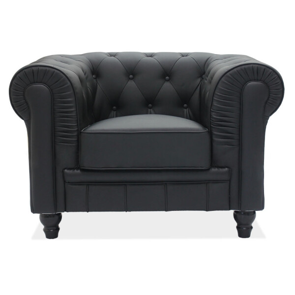 Benjamin Classical 1 Seater PU Leather Arm Chair (Black)