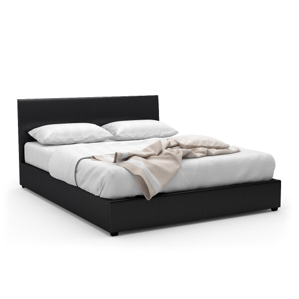 Foster Queen-Sized Storage Bed  (PU Black)