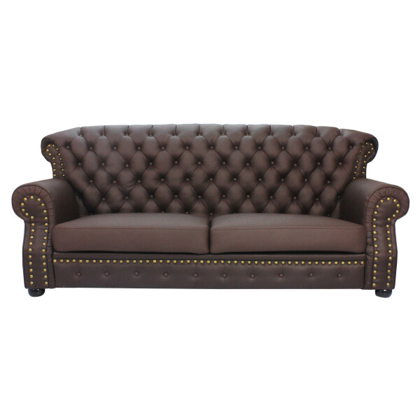 Tydus Strusso Classical 3 Seater Half Leather Sofa (Dark Brown) 