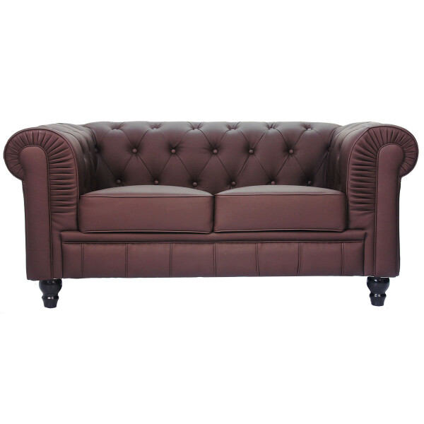 Benjamin Classical 2 Seater PU Leather Sofa (Dark Brown)
