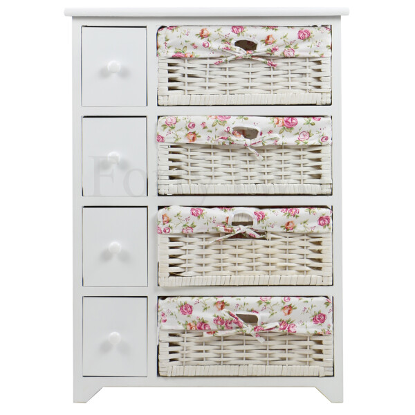 Abriata Wicker Basket Wooden Storage Cabinet