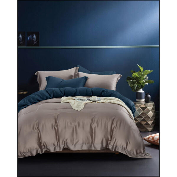 FyneLinen 100% Tencel Reversible 950TC Bed Set (Khaki/Navy)