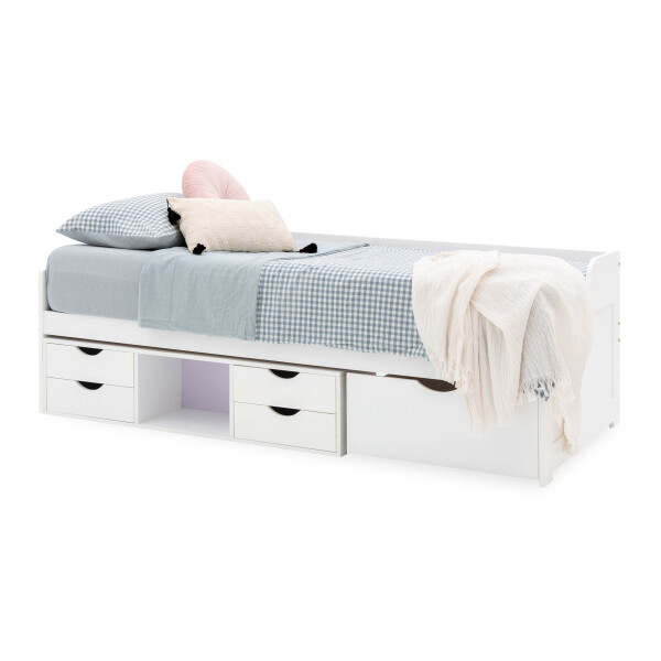 Alabaster Single Day Bed with Drawers White