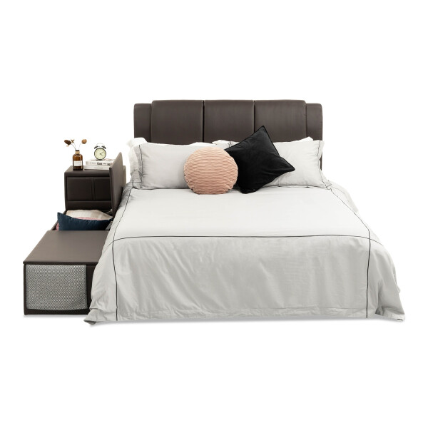 SpaceNix Multi-Storage Faux Leather Bed Frame (Queen)