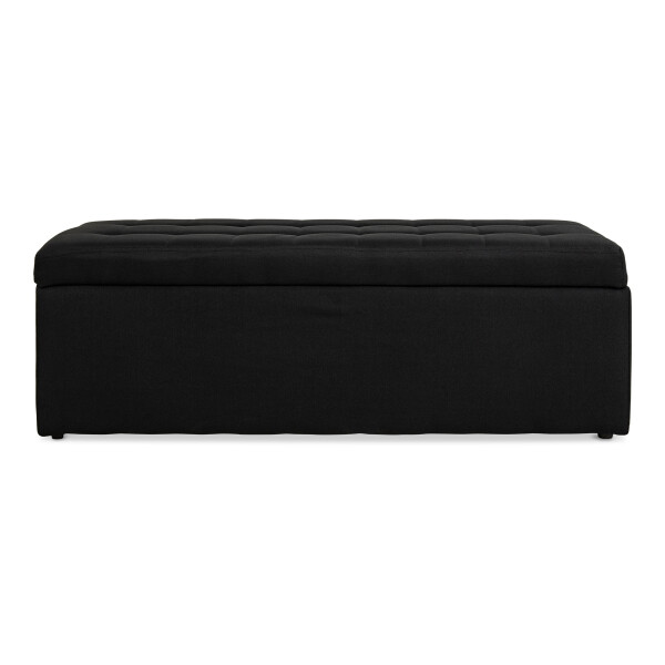 Carissa Storage Bench Fabric Black (Long)