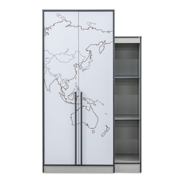 Mari 2 Door Wardrobe in Light Grey with Painting