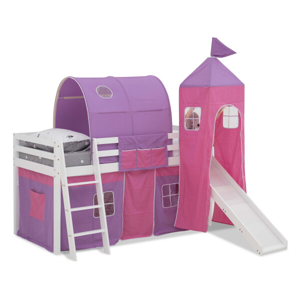 Jude Mid Sleeper Bed With Slide + Joy Accessories (Pink)