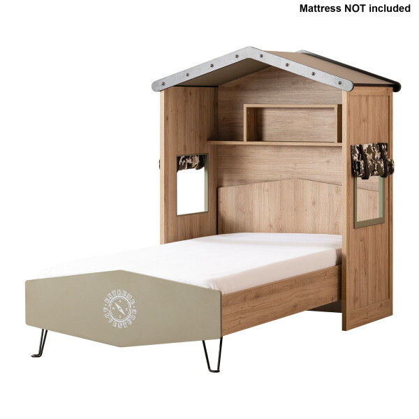 Quinlan Kids Bedframe with Wooden House Headboard (Single)