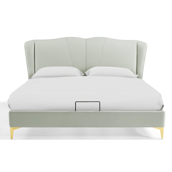 Malvyn Upholstered Bed Frame (Pastel Green, UK Super King)