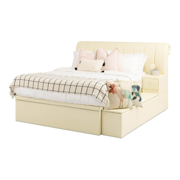 Regal Multi-Storage Faux Leather Bed Frame