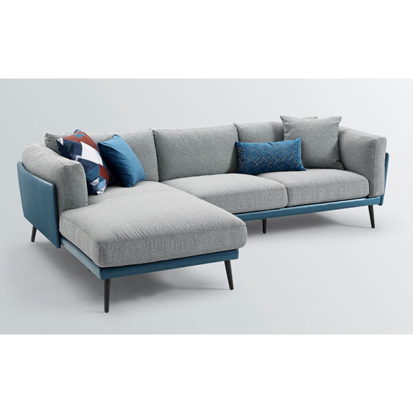 Blysse L-Shape Sofa Rest Section on Right when seated (Light Grey/Blue)
