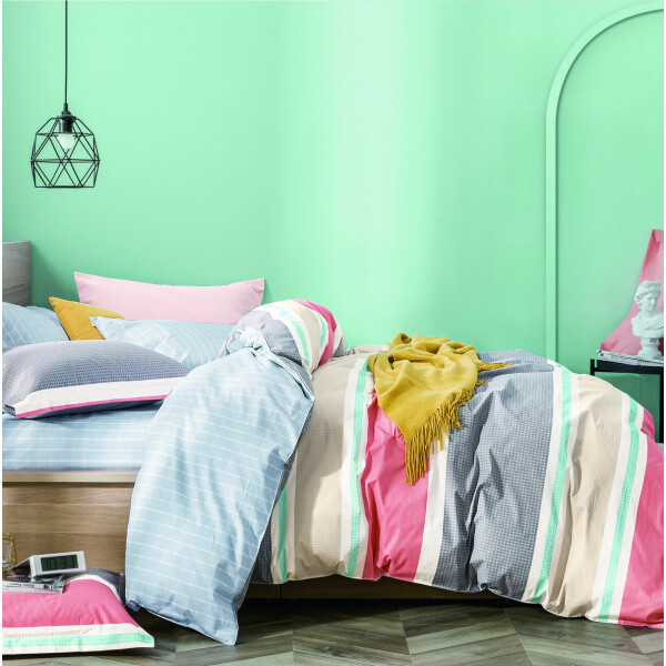 Bedding Day 100% Cotton Sateen 800TC Bed Set - Pastel Stripes