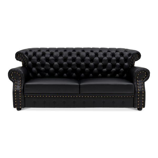 Tydus Strusso Classical 3 Seater Half Leather Sofa (Black)
