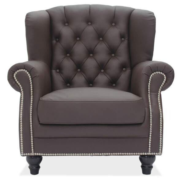 Genma Classical Dark Brown PU Leather Arm Chair