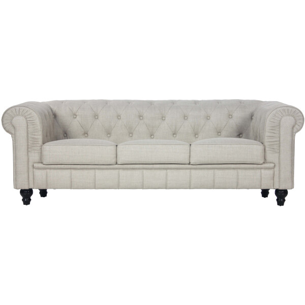 Benjamin Classical 3 Seater Fabric Sofa (Beige)