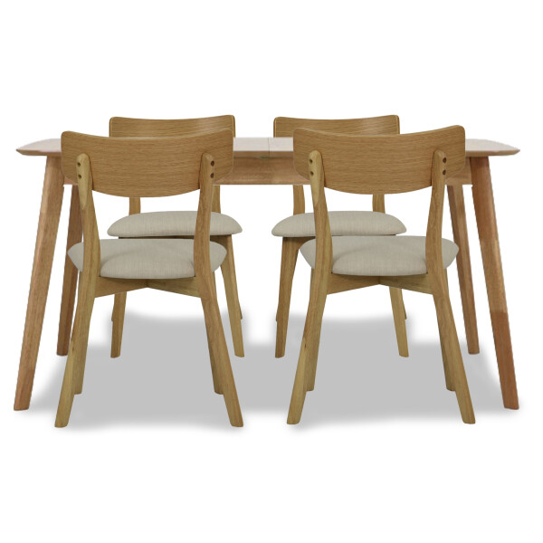 Kimberly Butterfly Extension Dining Set in Oak (1+4)