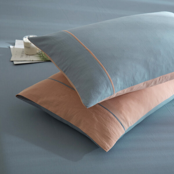 FyneLinen 100% Washed Cotton 900TC Pillow Case (Cherry Blossom & Powder Blue)