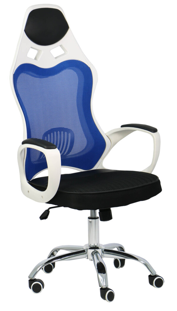 Lavoro High Executive Chair (White Frame + Blue Mesh)