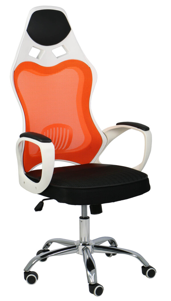 Lavoro High Executive Chair (White Frame + Orange Mesh)