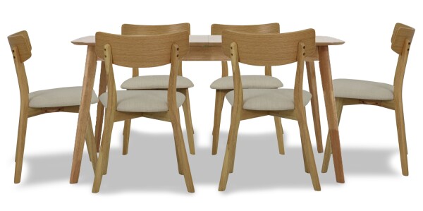 Kimberly Butterfly Extension Dining Set in Oak (1+6)