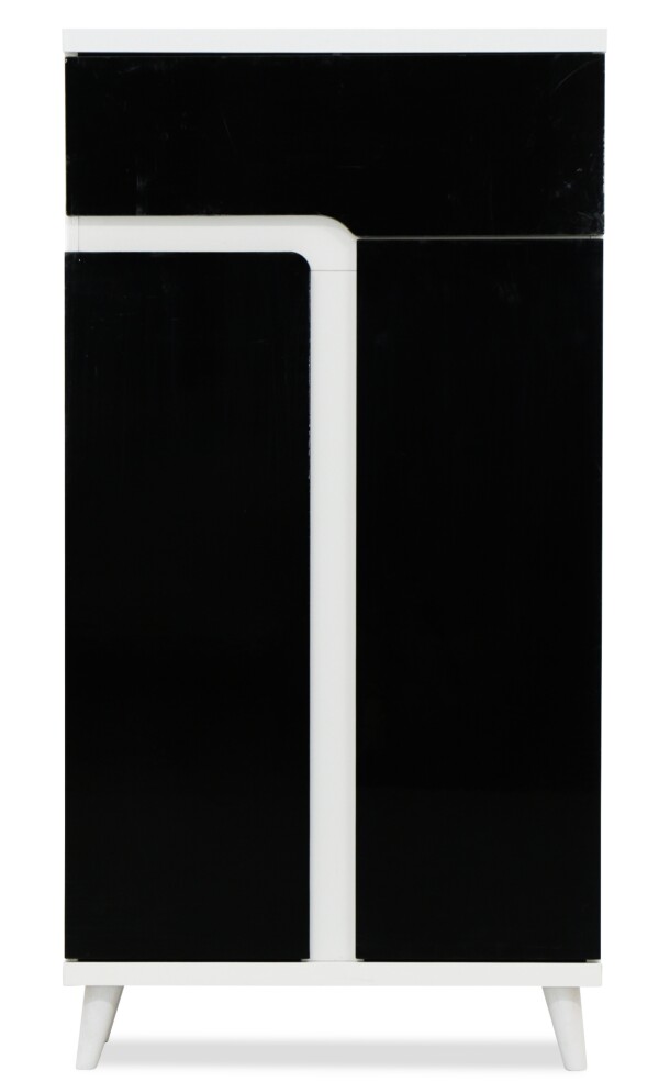 Damir I Shoe Cabinet in Black and White