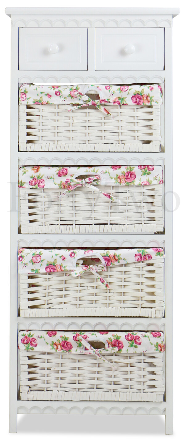 Savannah Wicker Basket Wooden Cabinet
