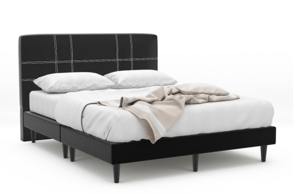 Vita Faux Leather Bed Frame With 6 Inch Black Legs