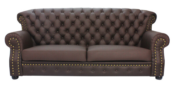 Tydus Strusso Classical 3 Seater Half Leather Sofa (Dark Brown) 