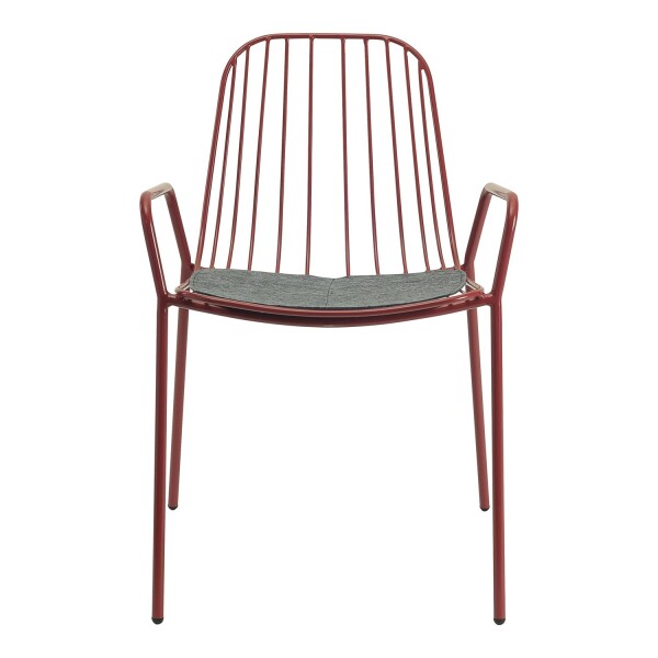 Nerissa Metal Arm Chair(Matt Red)(Set Of 4)