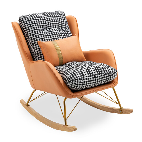 Stanton Lounge Rocking Armchair (Tawny/Houndstooth)