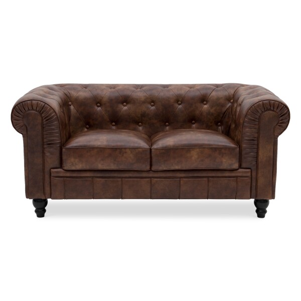 Benjamin Classical 2 Seater Old PU Leather (Brown)