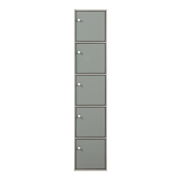 Acadia 5 Tier Bookshelf with Doors in Light Grey