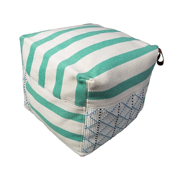 Coby Pouf (Off-White/Green)