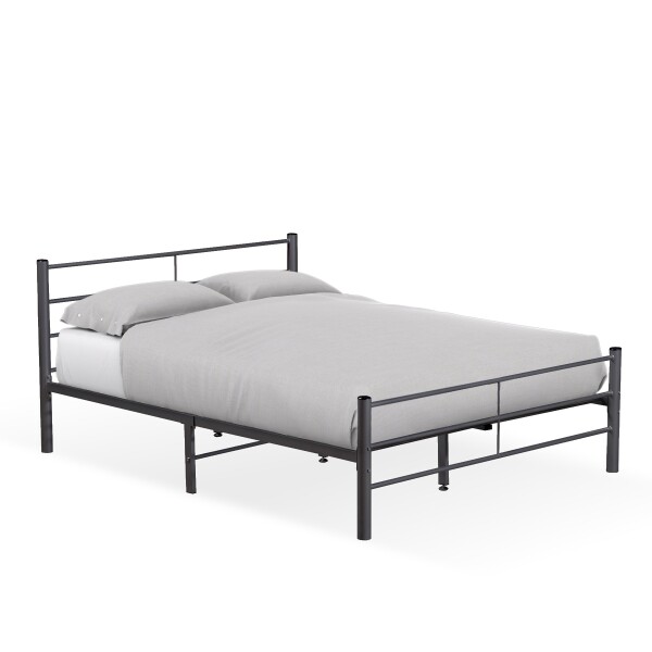 Kevion Metal Bed Frame (Queen, Silver)