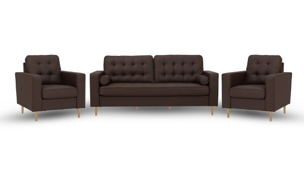 Royce 3+1+1 Sofa Set in PU Mocha